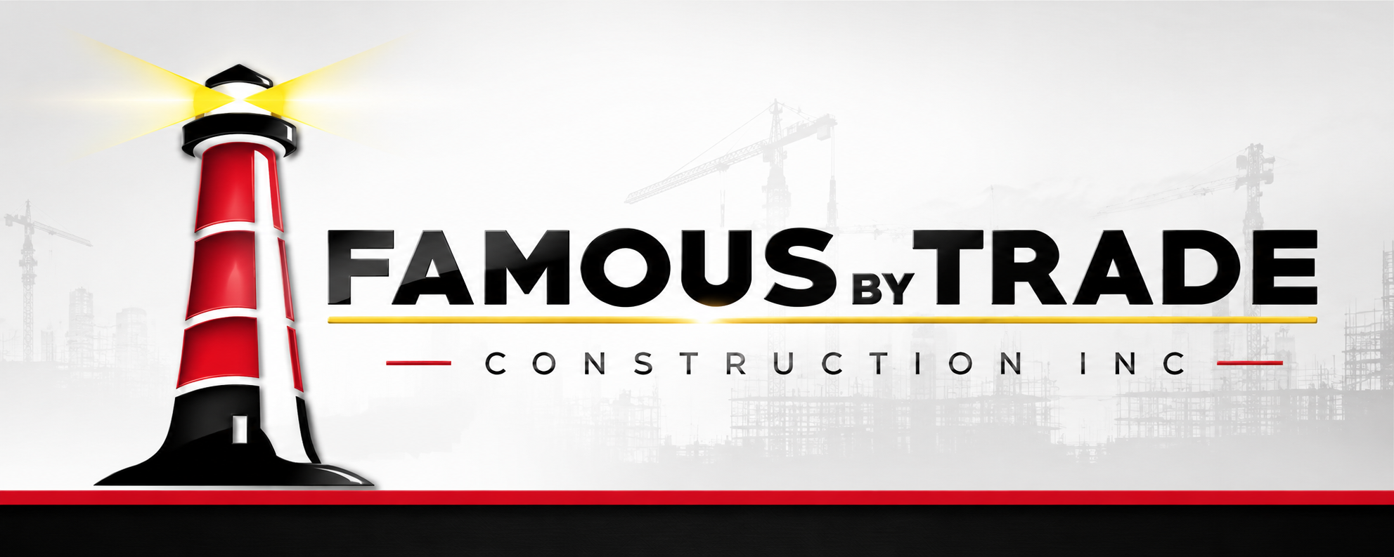 Famous By Trade Construction Inc. — lighthouse brand banner